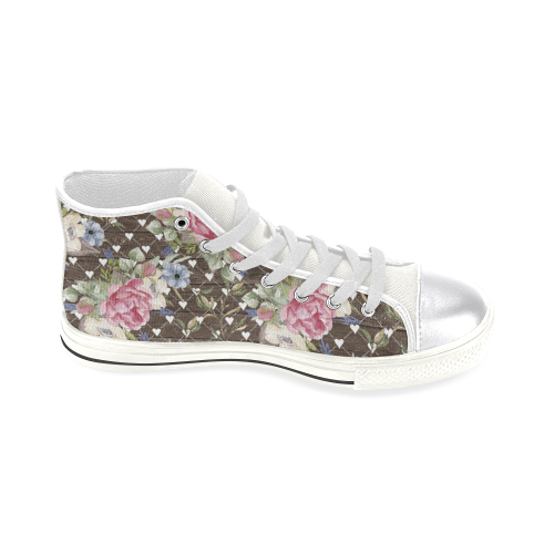 Sweet Rose Shoes, Polka Heart Women's Classic High Top Canvas Shoes (Model 017)