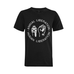 Animal Liberation, Human Liberation Men's V-Neck T-shirt  Big Size(USA Size) (Model T10)