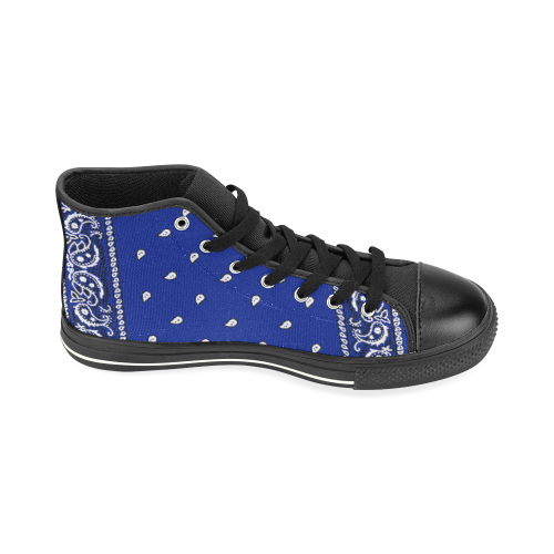 KERCHIEF PATTERN BLUE High Top Canvas Shoes for Kid (Model 017)