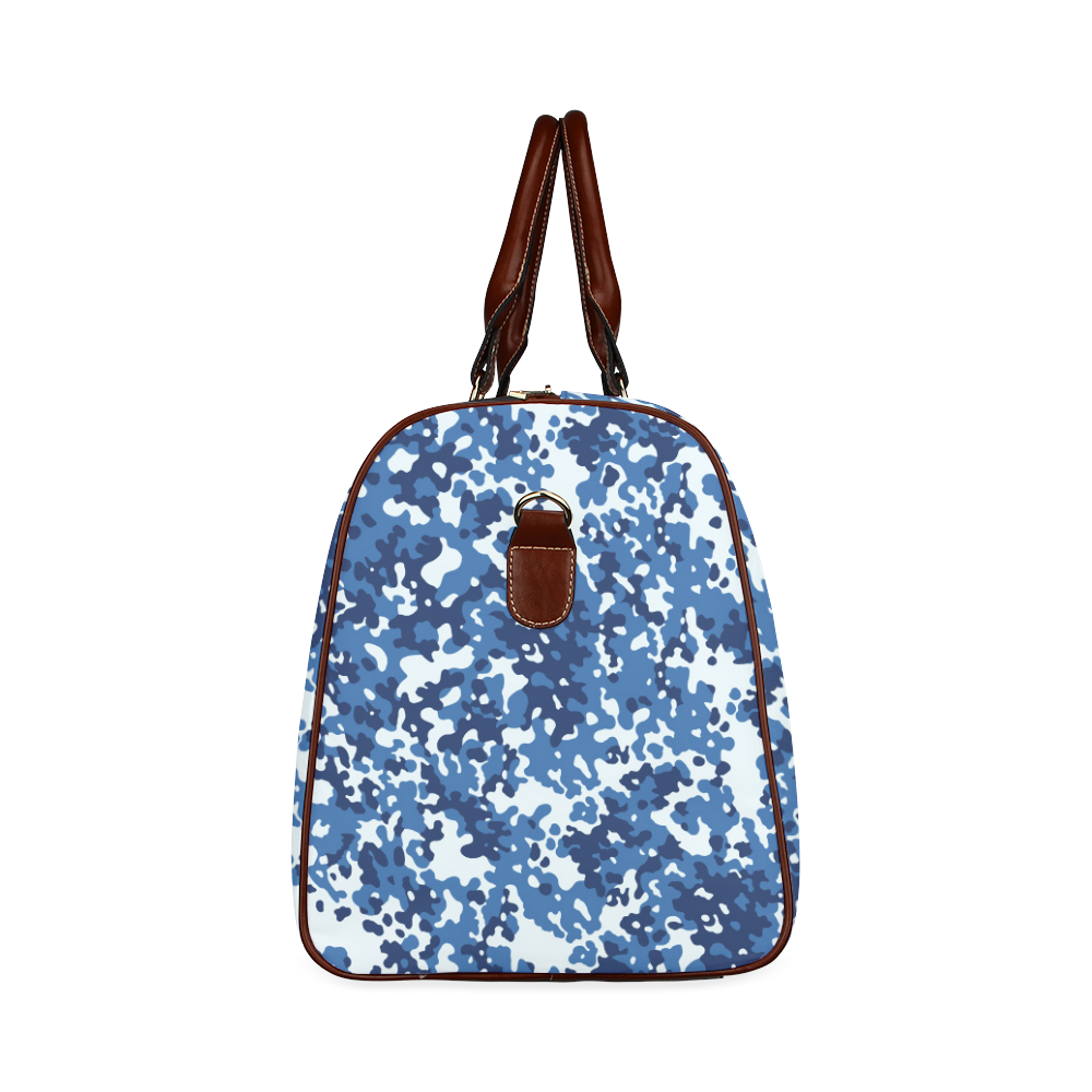 Digital Blue Camouflage Waterproof Travel Bag/Large (Model 1639)