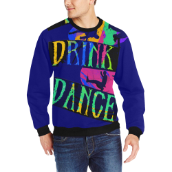 Break Dancing Colorful / Blue Men's Rib Cuff Crew Neck Sweatshirt (Model H34)