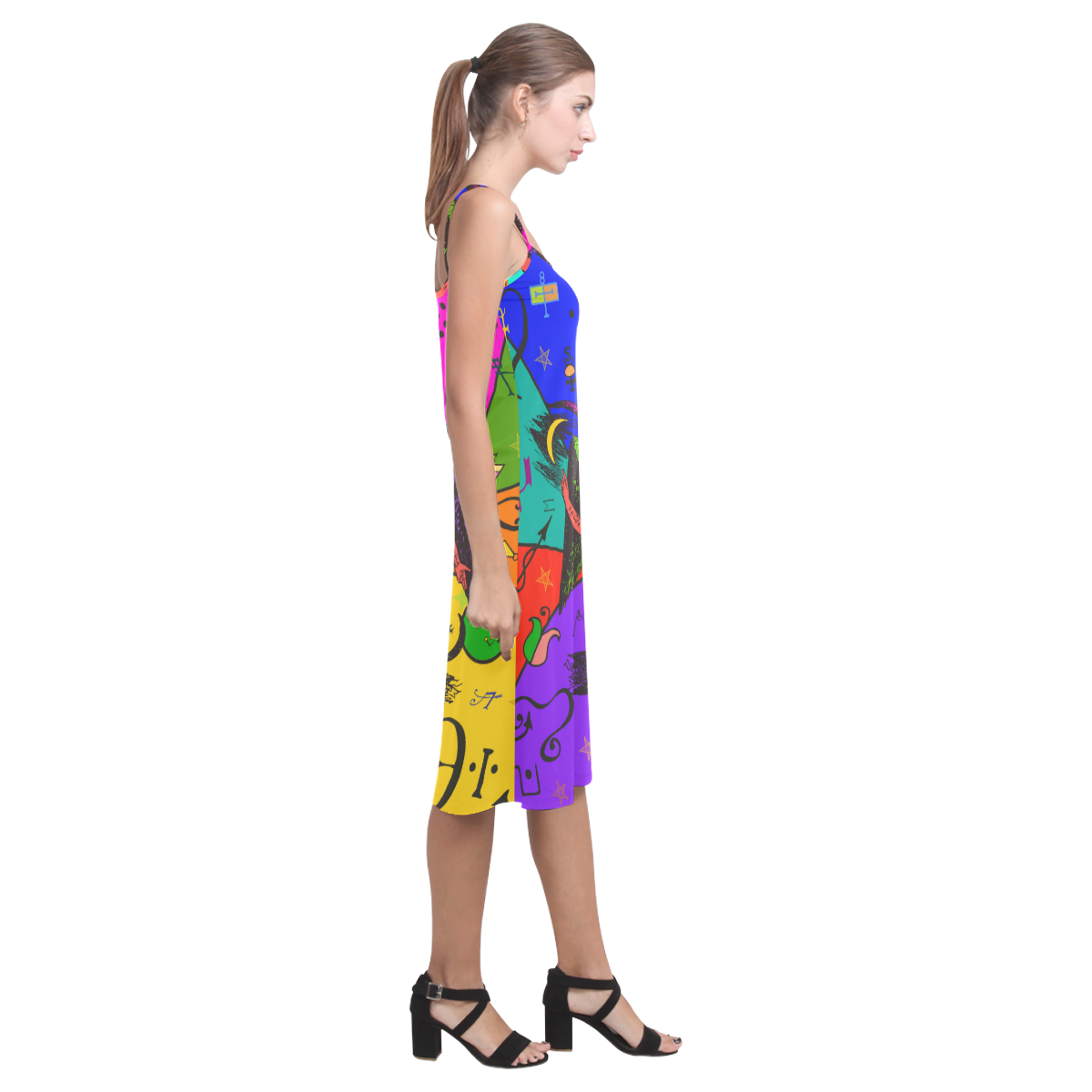 Awesome Baphomet Popart Alcestis Slip Dress (Model D05)