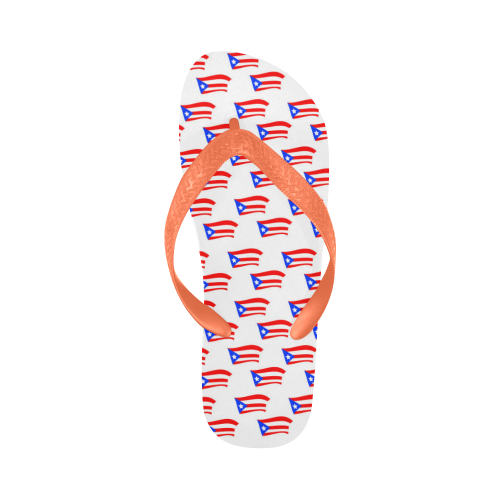 Puerto Rican Flags Peach Strap Flip Flops for Men/Women (Model 040)