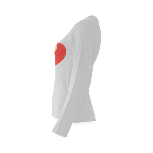 Red Heart Fingers / Silver Sunny Women's T-shirt (long-sleeve) (Model T07)