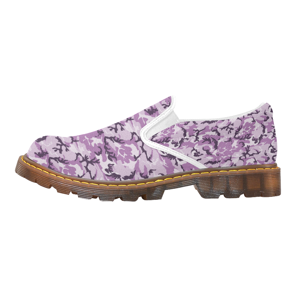 Woodland Pink Purple Camouflage Martin Women's Slip-On Loafer (Model 12031)