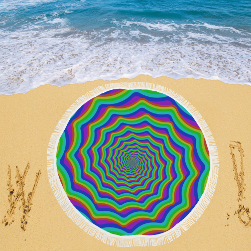 Rainbow shell vortex Circular Beach Shawl 59"x 59"