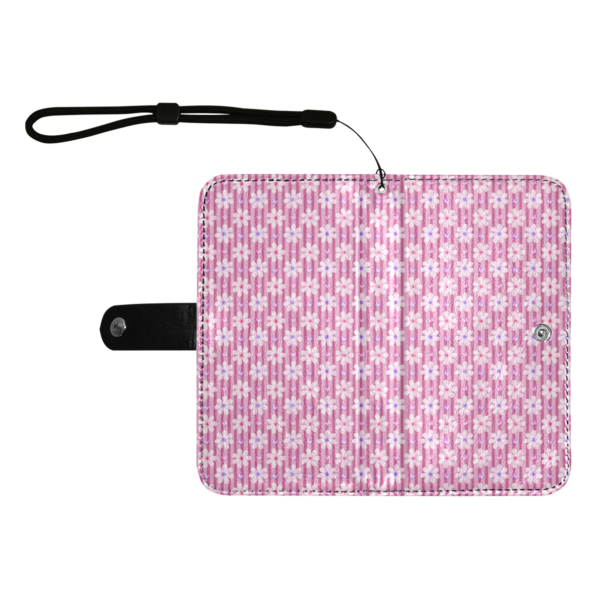 Pretty Pink Flowers Flip Leather Purse for Mobile Phone/Large (Model 1703)