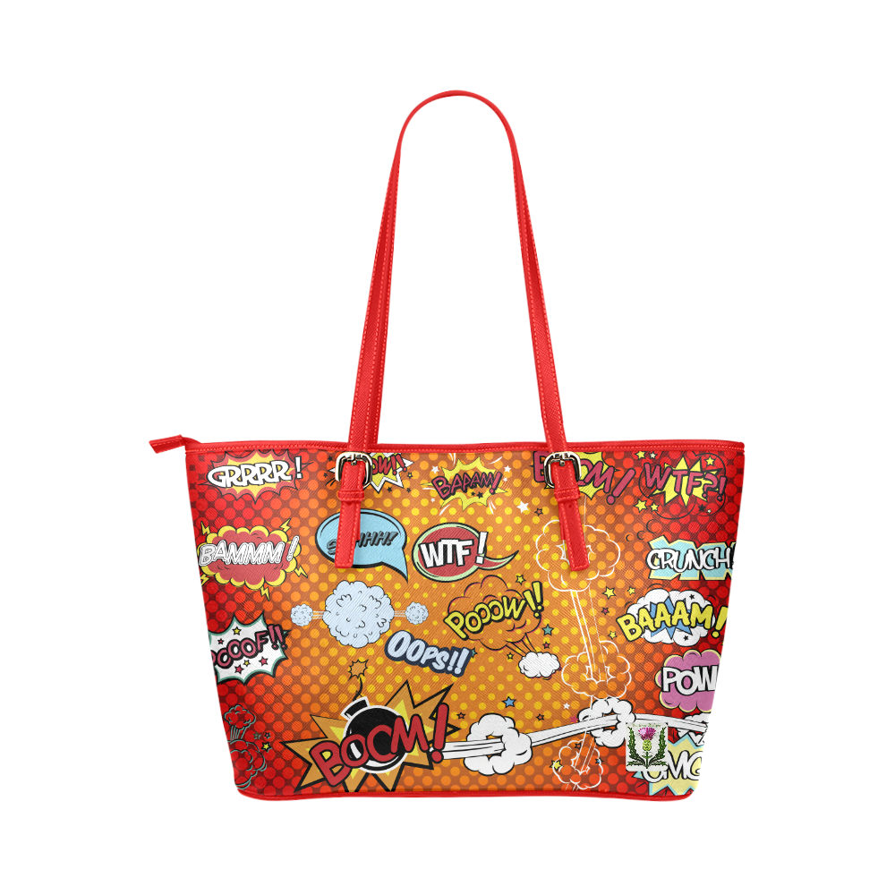 Fairlings Delight's Pop Art Collection- Comic Bubbles 53086p2 Leather Tote Bag/Small (Model 1651)