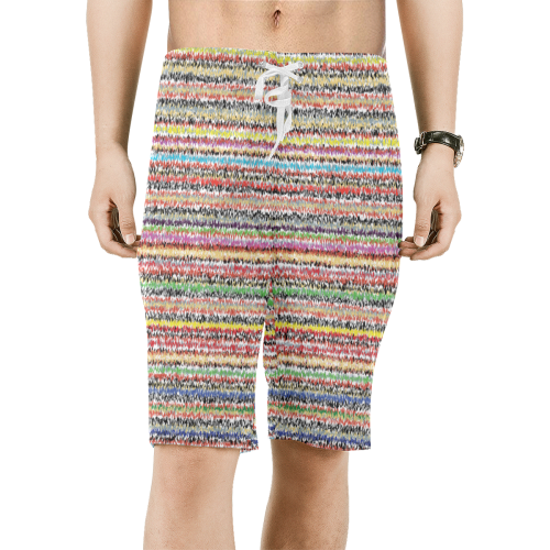 Patterns of colorful lines Men's All Over Print Board Shorts (Model L16)