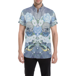 Gothic Skull With Butterfly Men's All Over Print Short Sleeve Shirt (Model T53)