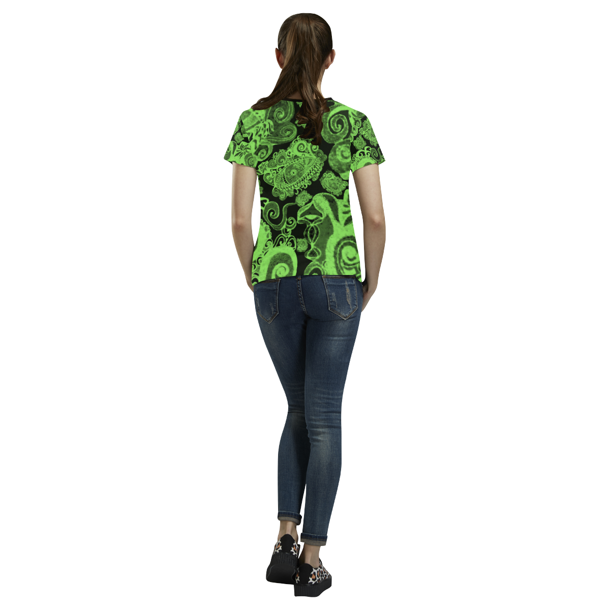 Your Paisley Green Eyes by Aleta All Over Print T-shirt for Women/Large Size (USA Size) (Model T40)
