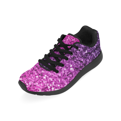 Beautiful Purple Pink Ombre glitter sparkles Kid's Running Shoes (Model 020)