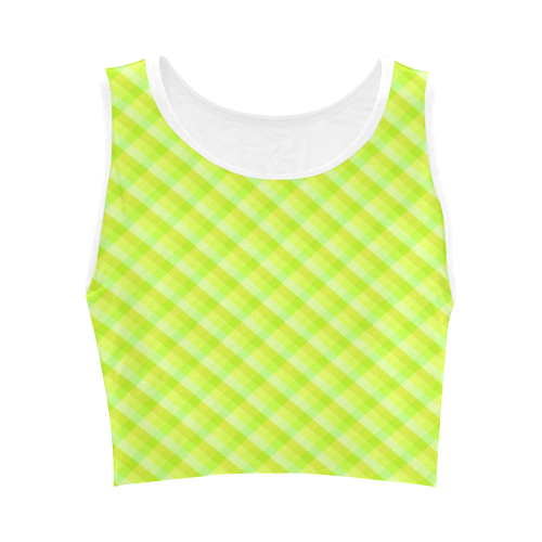 Yellow and green plaid pattern Women's Crop Top (Model T42)