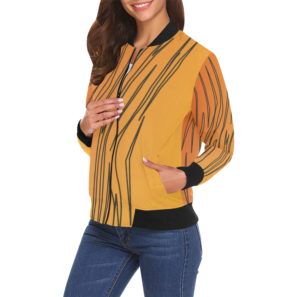 gold tiger edition I All Over Print Bomber Jacket for Women (Model H19)