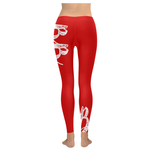 Bully Broad Leggings Red Women's Low Rise Leggings (Invisible Stitch) (Model L05)