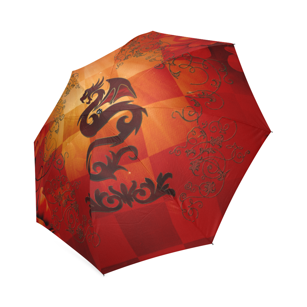 Tribal dragon  on vintage background Foldable Umbrella (Model U01)