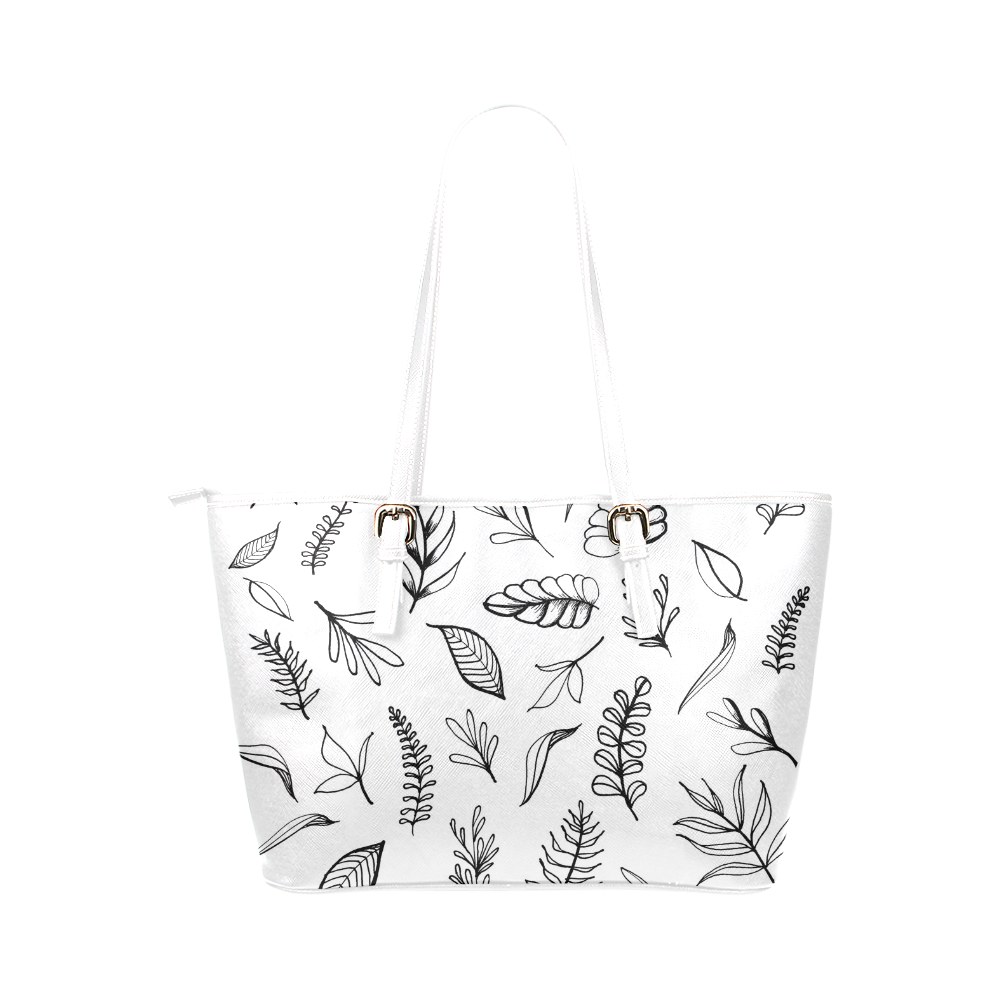 DANCING LEAVES Leather Tote Bag/Small (Model 1651)