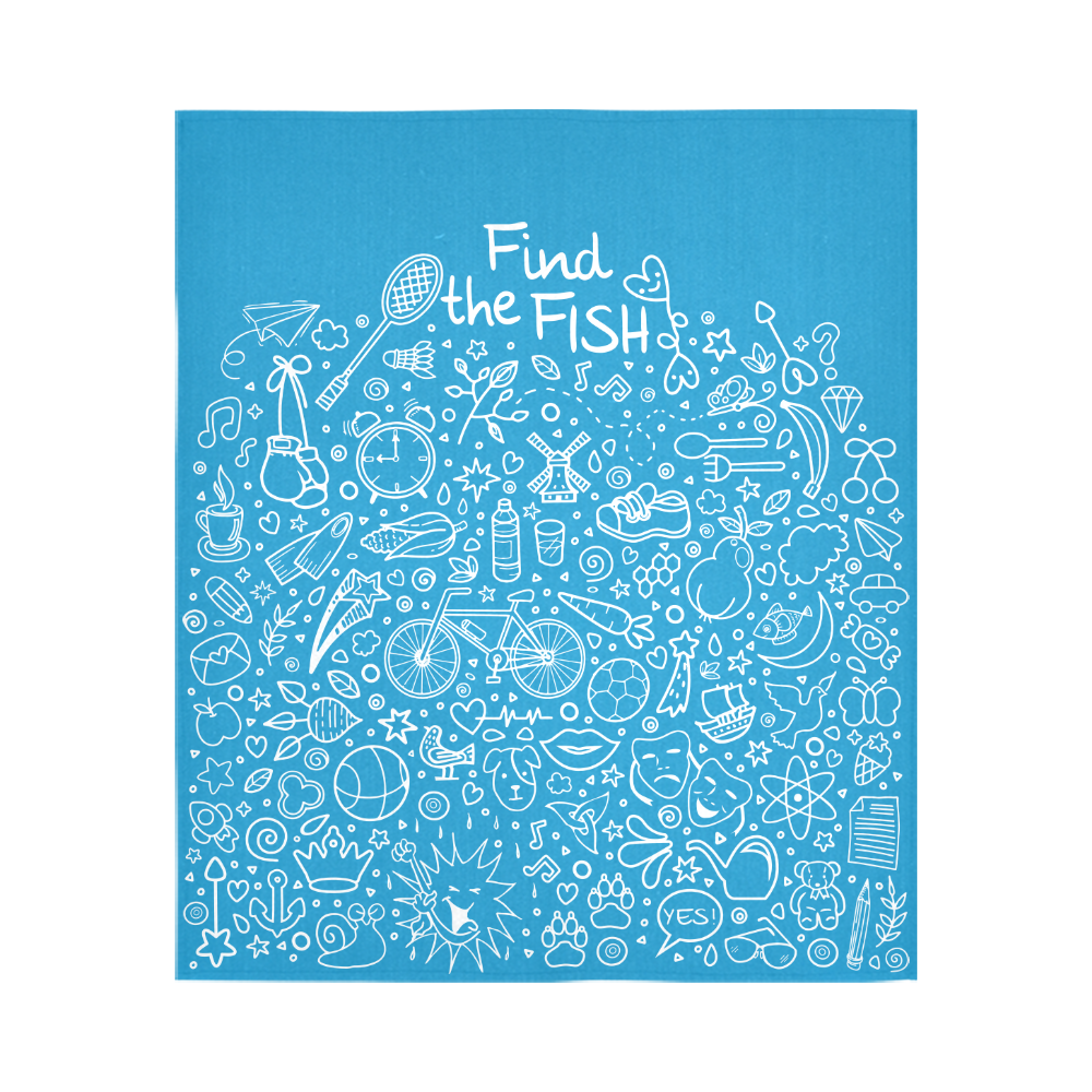 Picture Search Riddle - Find The Fish 2 Cotton Linen Wall Tapestry 51"x 60"