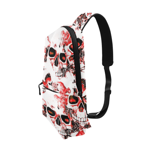 cloudy Skulls white red by JamColors Chest Bag (Model 1678)