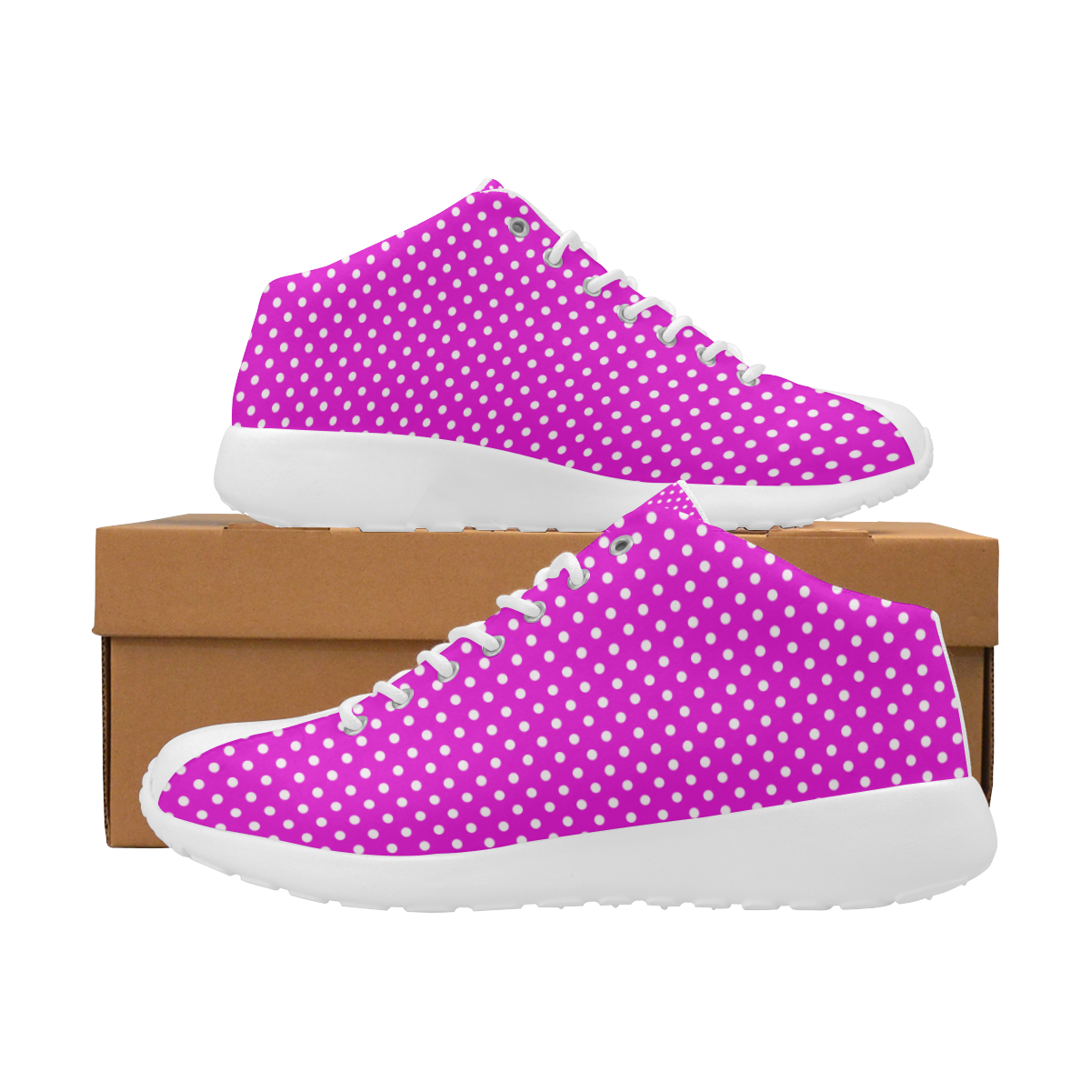 Pink polka dots Women's Basketball Training Shoes/Large Size (Model 47502)