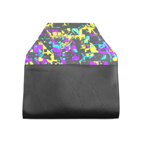 Purple yelllow squares Clutch Bag (Model 1630)