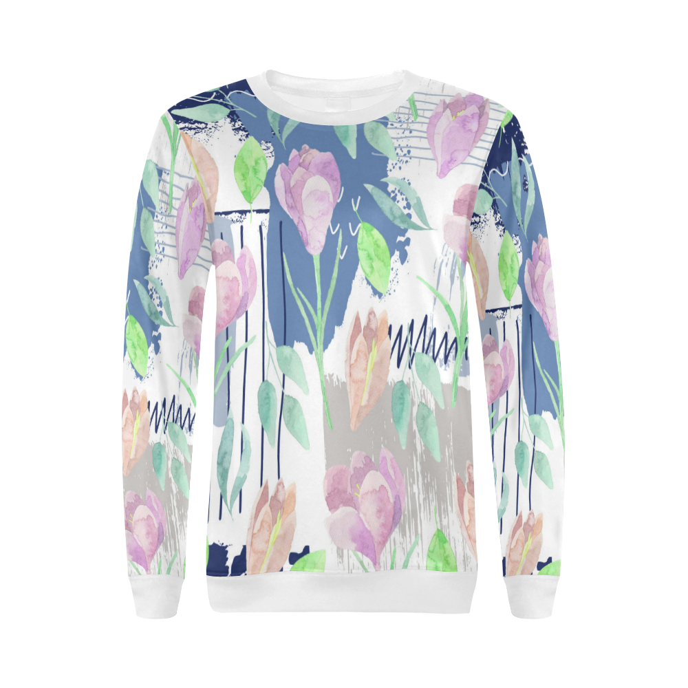 Flower pattern c All Over Print Crewneck Sweatshirt for Women (Model H18)