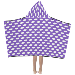 Clouds with Polka Dots on Purple Kids' Hooded Bath Towels