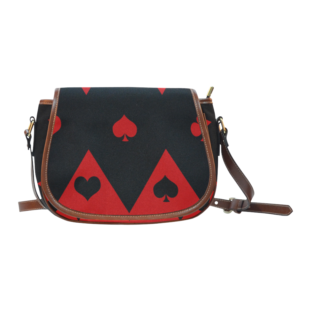 Las Vegas Black Red Play Card Shapes Saddle Bag/Small (Model 1649) Full Customization