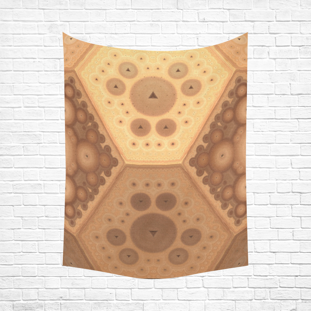 3-D Fractal in Earth Tones Cotton Linen Wall Tapestry 60"x 80"