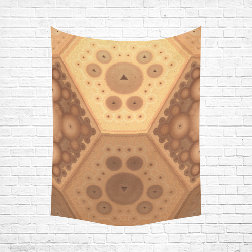 3-D Fractal in Earth Tones Cotton Linen Wall Tapestry 60"x 80"