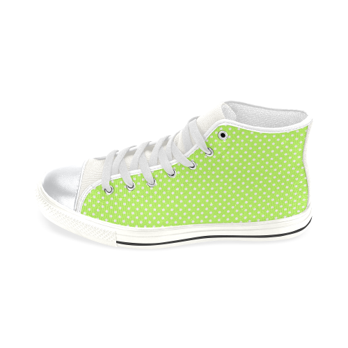 Mint green polka dots High Top Canvas Shoes for Kid (Model 017)
