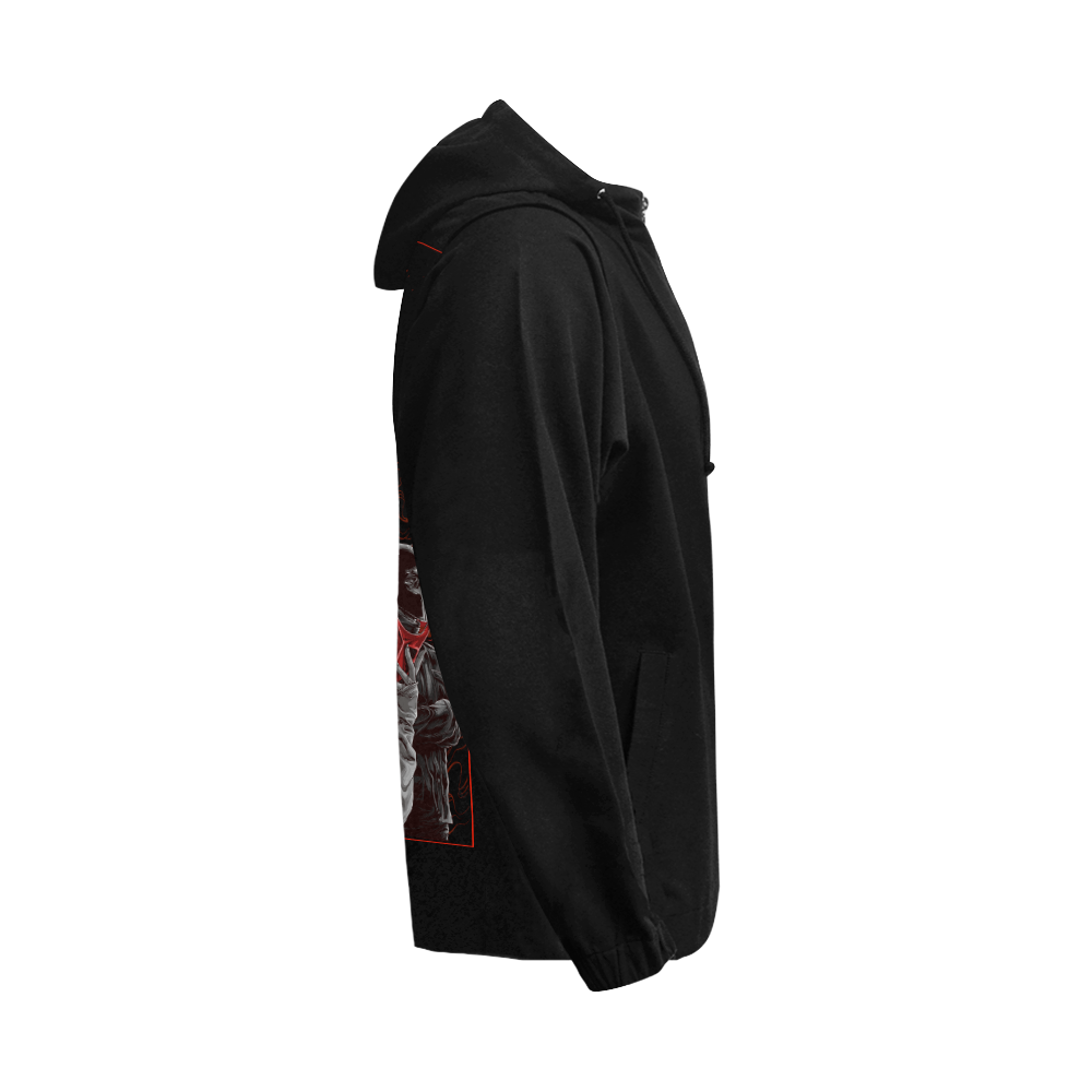 Red Queen Band Black All Over Print Full Zip Hoodie for Men (Model H14)