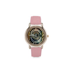 Awesome scary skull Women's Rose Gold Leather Strap Watch(Model 201)
