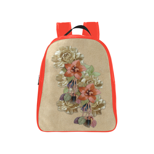 leather flower art School Backpack (Model 1601)(Medium)