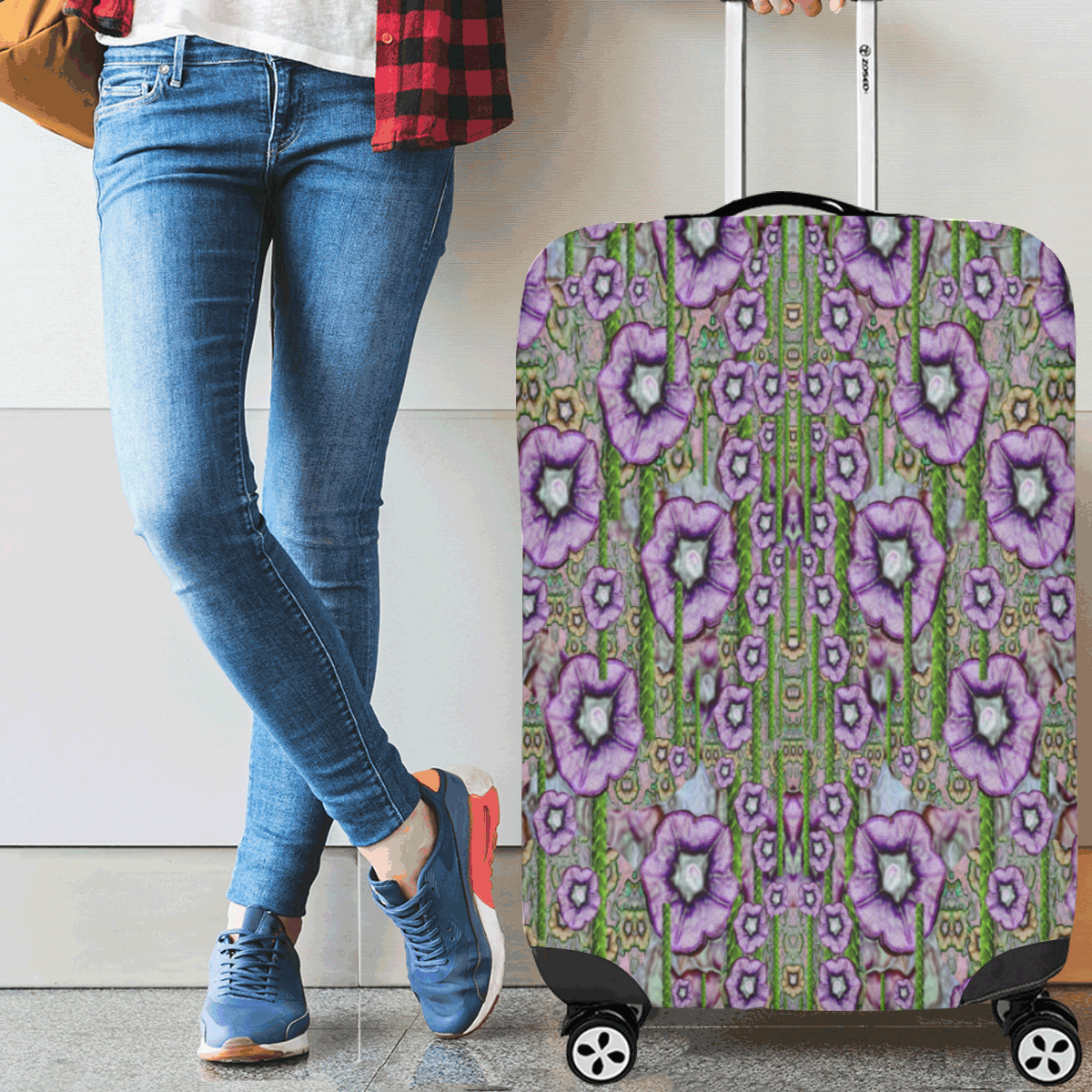 Jungle fantasy flowers climbing to be in freedom Luggage Cover/Large 26"-28"