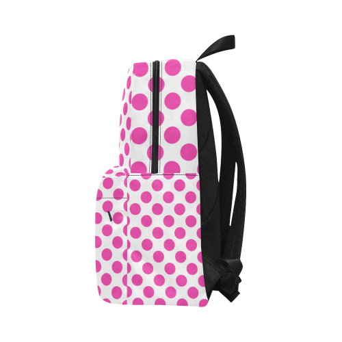 Pink Polka Dots on White Unisex Classic Backpack (Model 1673)