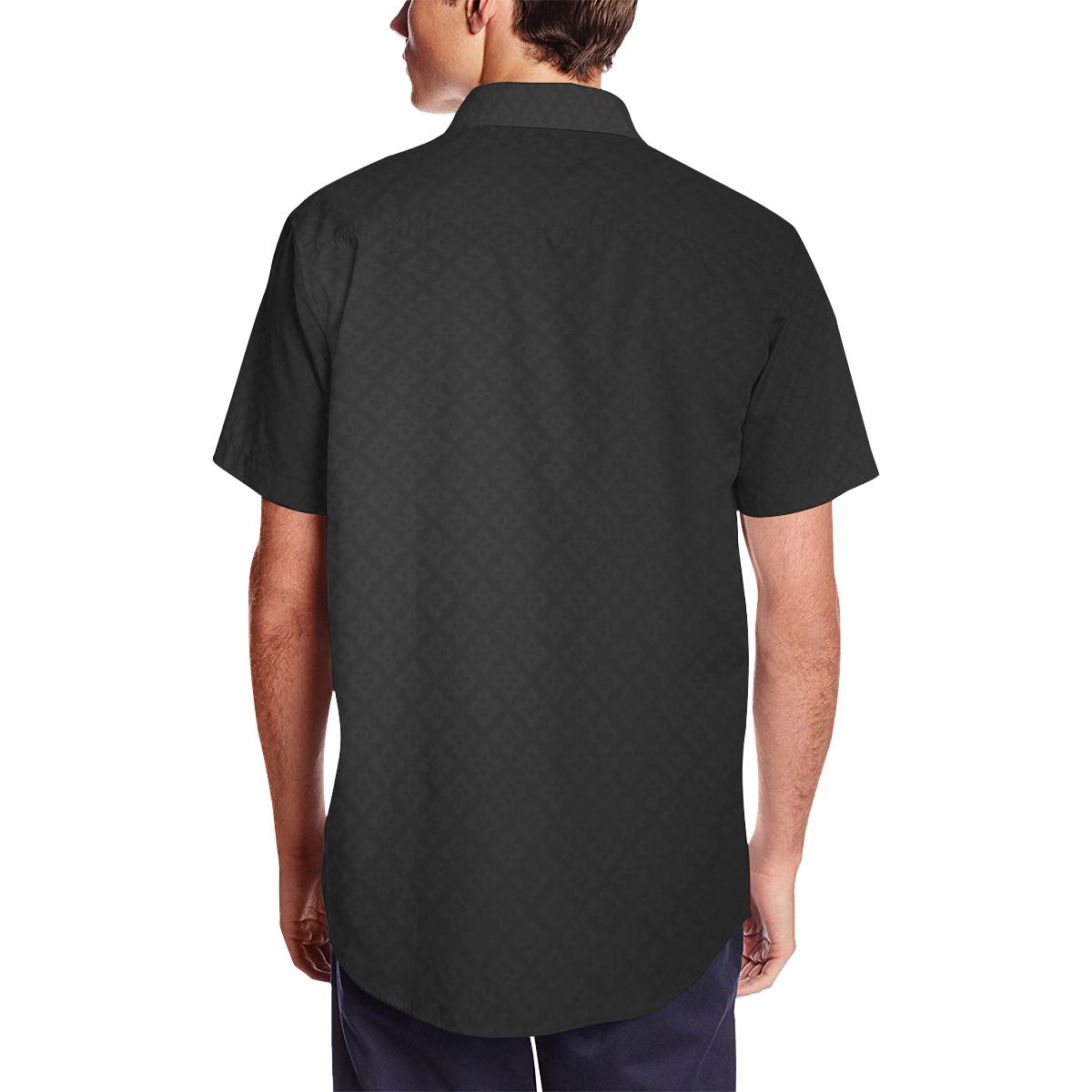 Gothic Plaid Dress Shirt Men's Short Sleeve Shirt with Lapel Collar (Model T54)