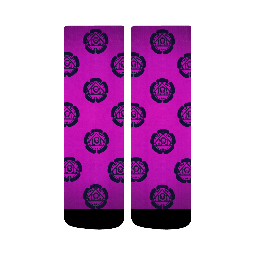 Kamon Pattern Electric Purple Crew Socks