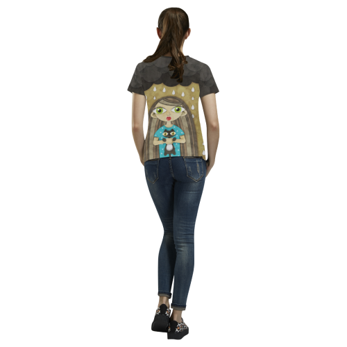 We Love Rain All Over Print T-shirt for Women/Large Size (USA Size) (Model T40)