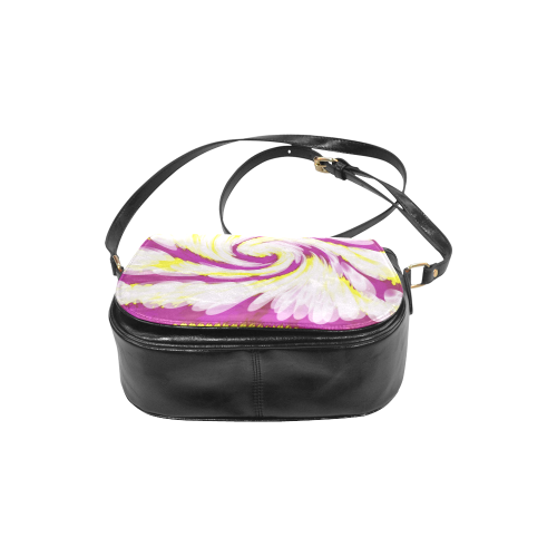 Pink Yellow Tie Dye Swirl Abstract Classic Saddle Bag/Large (Model 1648)