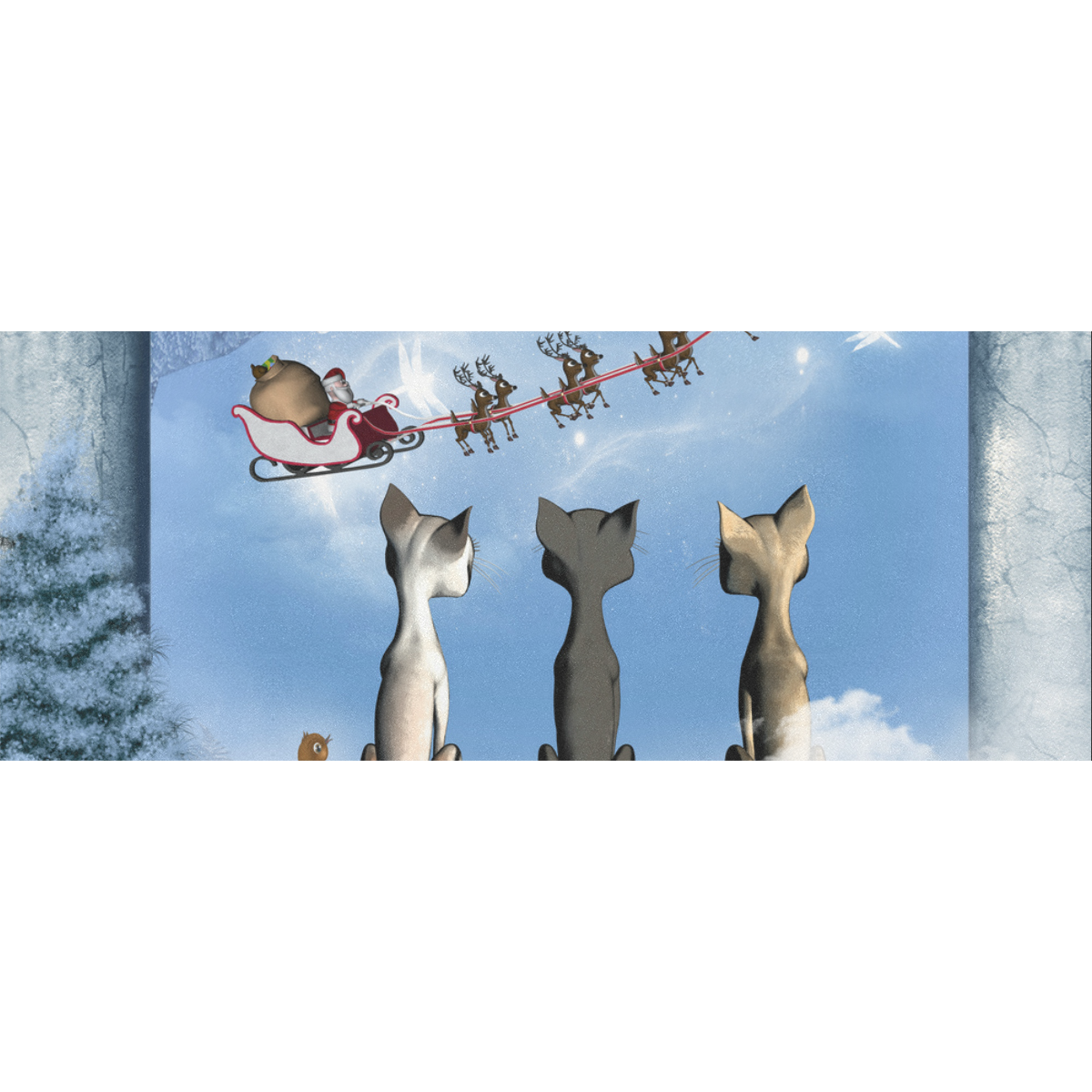 Christmas, cute cats and Santa Claus Gift Wrapping Paper 58"x 23" (1 Roll)