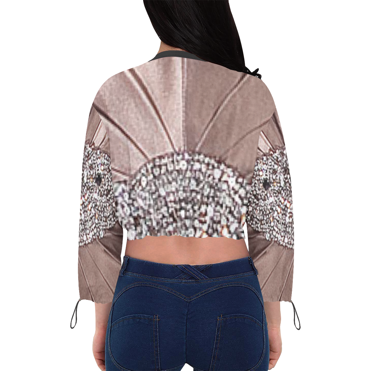 Silk & Bling £D Texture Print Cropped Chiffon Jacket for Women (Model H30)