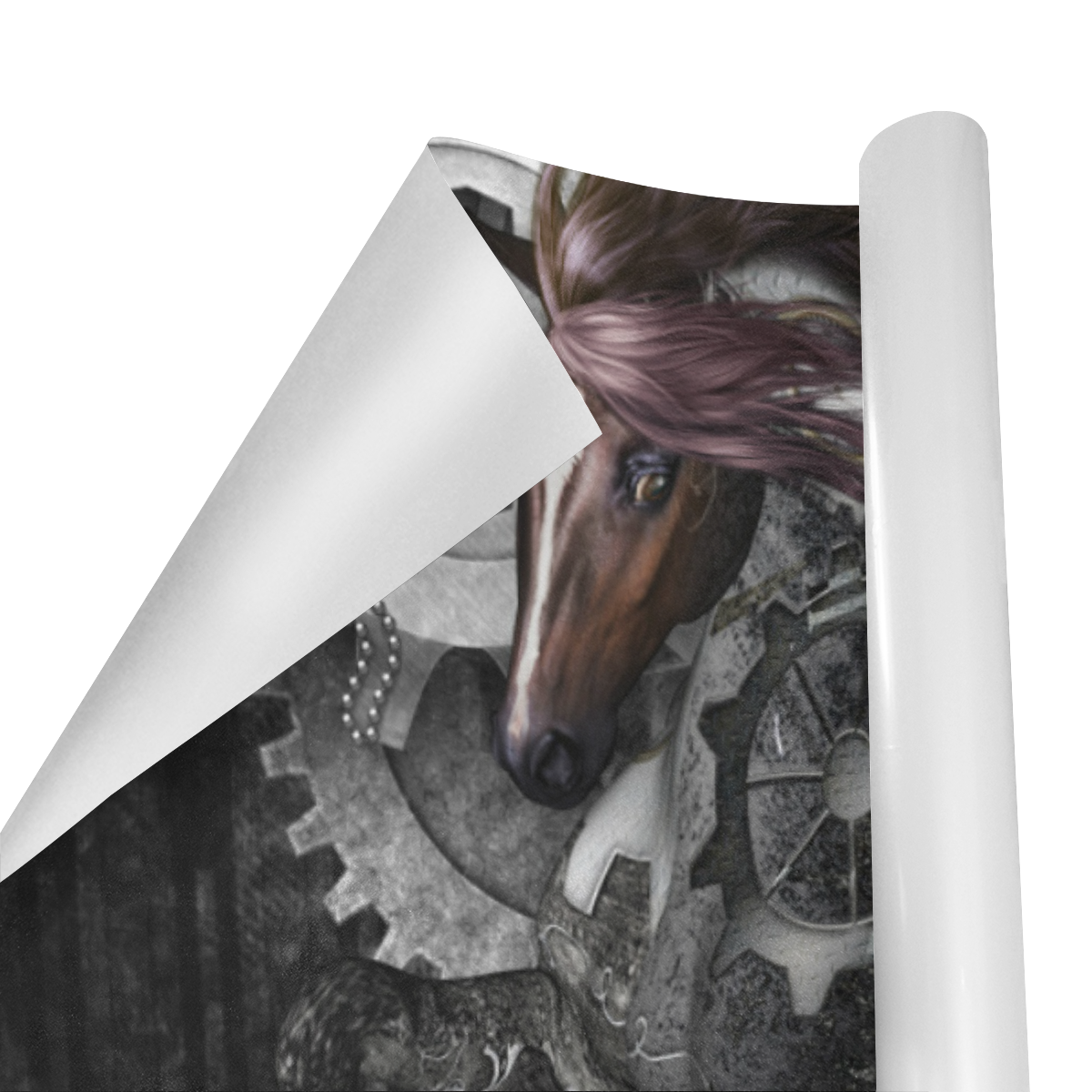 Aweswome steampunk horse with wings Gift Wrapping Paper 58"x 23" (1 Roll)