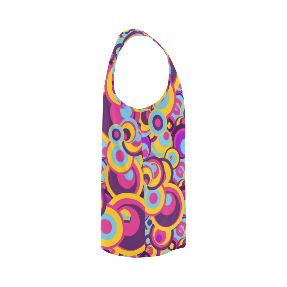 Retro Circles Groovy Violet, Yellow, Blue Colors All Over Print Tank Top for Men (Model T43)