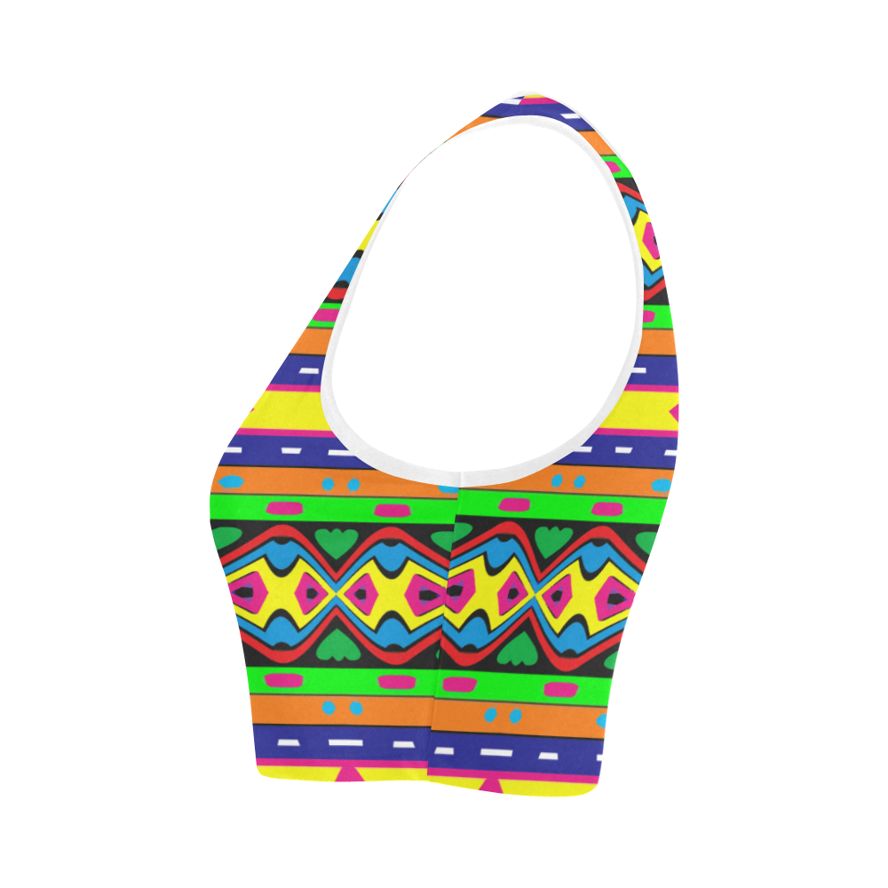 Distorted colorful shapes and stripes Women's Crop Top (Model T42)