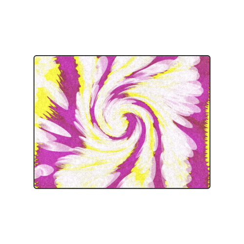 Pink Yellow Tie Dye Swirl Abstract Blanket 50"x60"