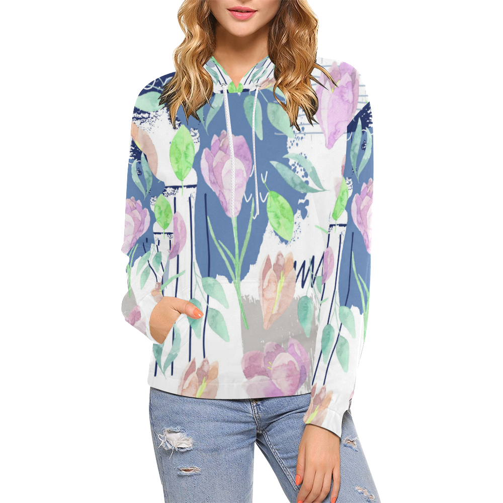 Flower pattern c All Over Print Hoodie for Women (USA Size) (Model H13)