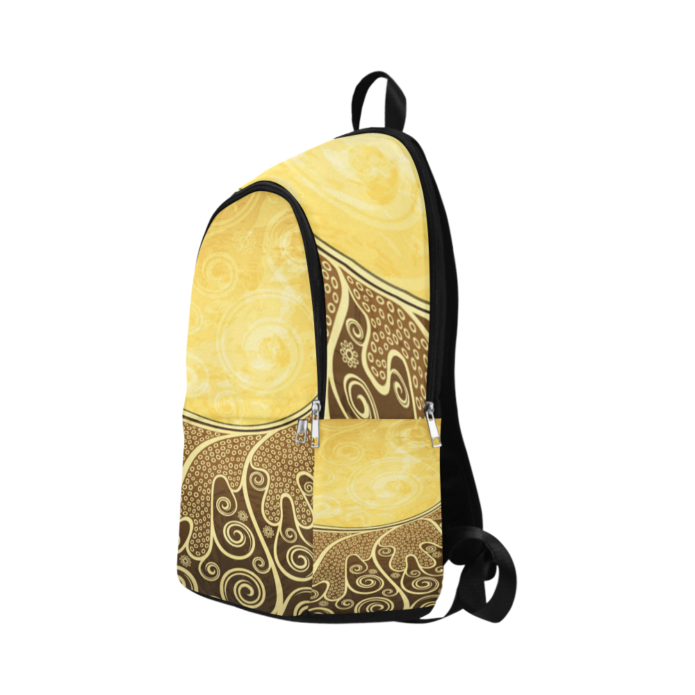 Abstract-Vintage-Floral-Yellow Fabric Backpack for Adult (Model 1659)