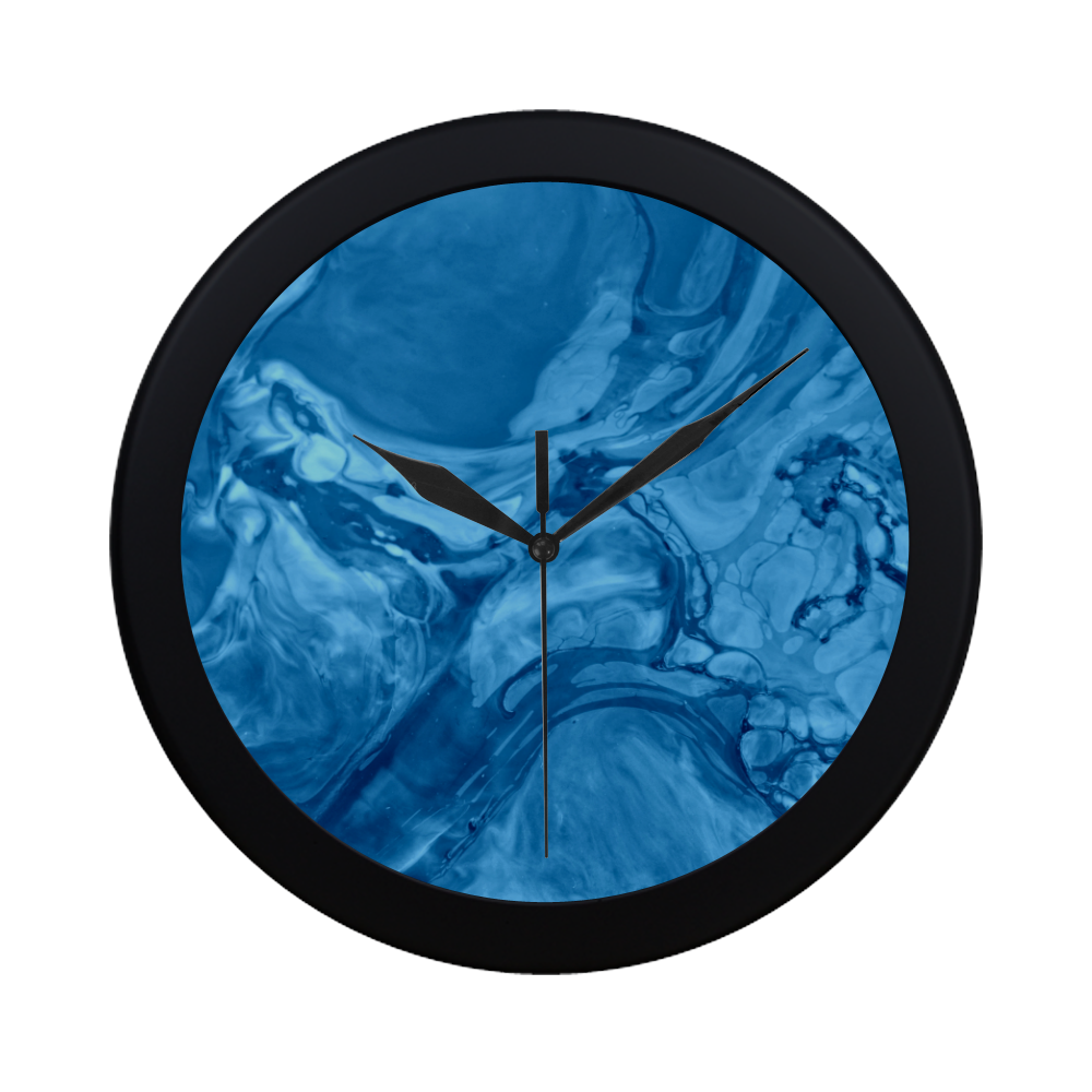 Swirl Blue. Circular Plastic Wall clock