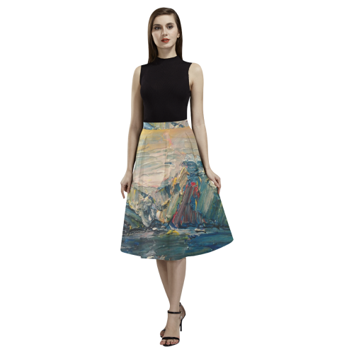 Mountains painting Aoede Crepe Skirt (Model D16)